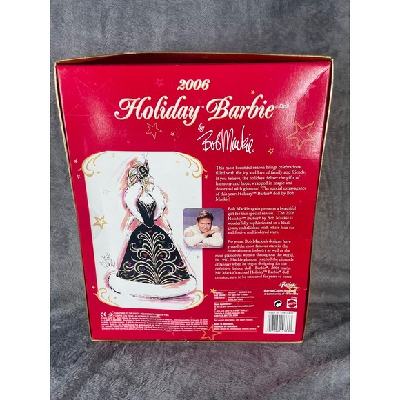 2006 Holiday Barbie by Bob Mackie Black Gown Collector Doll J0949 NEW - Picture 4 of 5